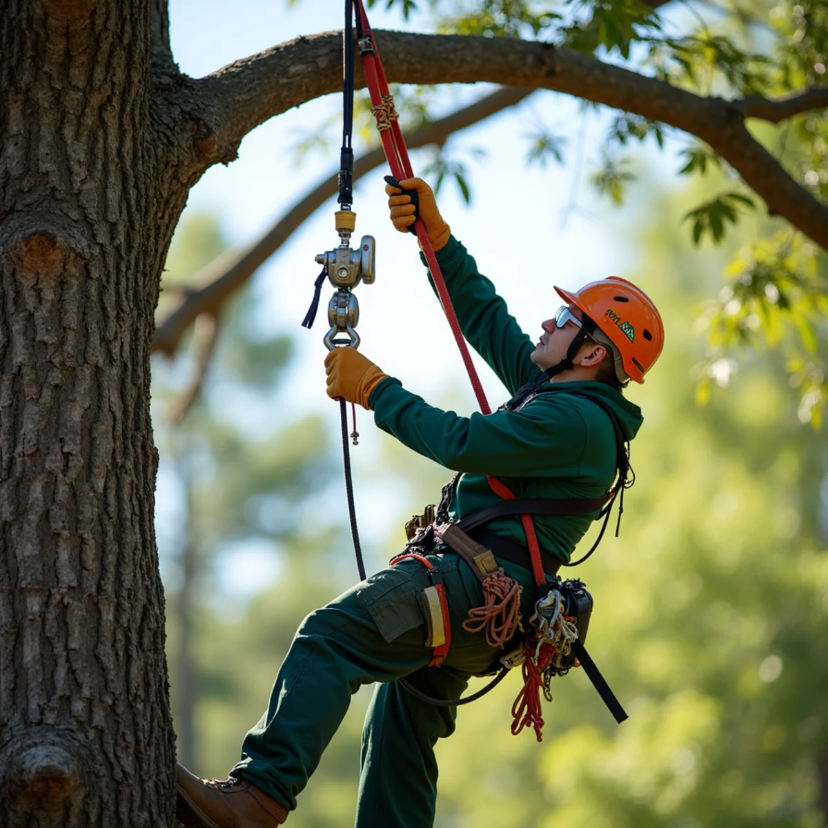 Specialized arboricultural equipment and methods for Helene Job Story: Rigging a Twisted Tree Off a Montreat Home