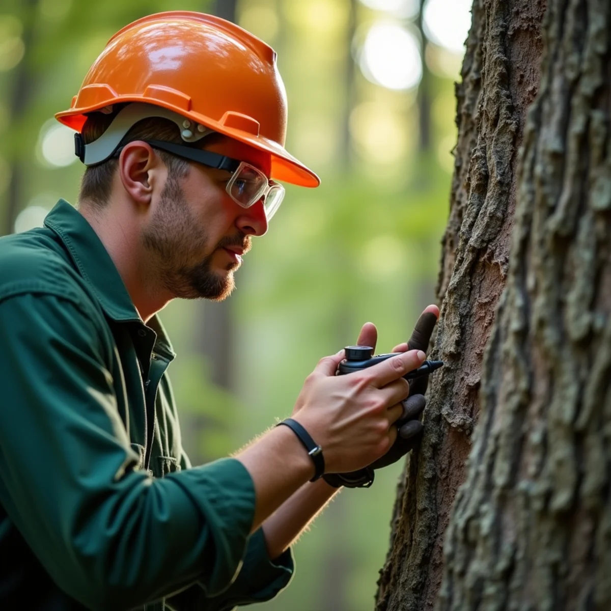 Arborist inspecting critical tree indicators for Leaning Tree After Heavy Rain: When Is It an Emergency?