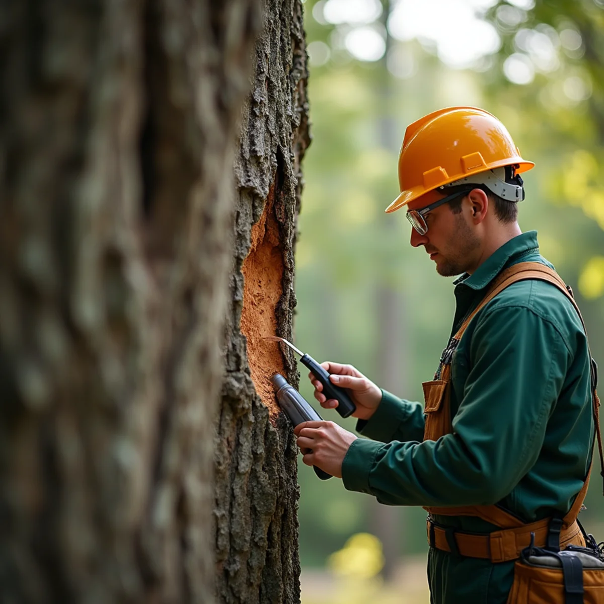 Arborist inspecting critical tree indicators for Is Your Tree Service Insured? Why Proof Matters in NC
