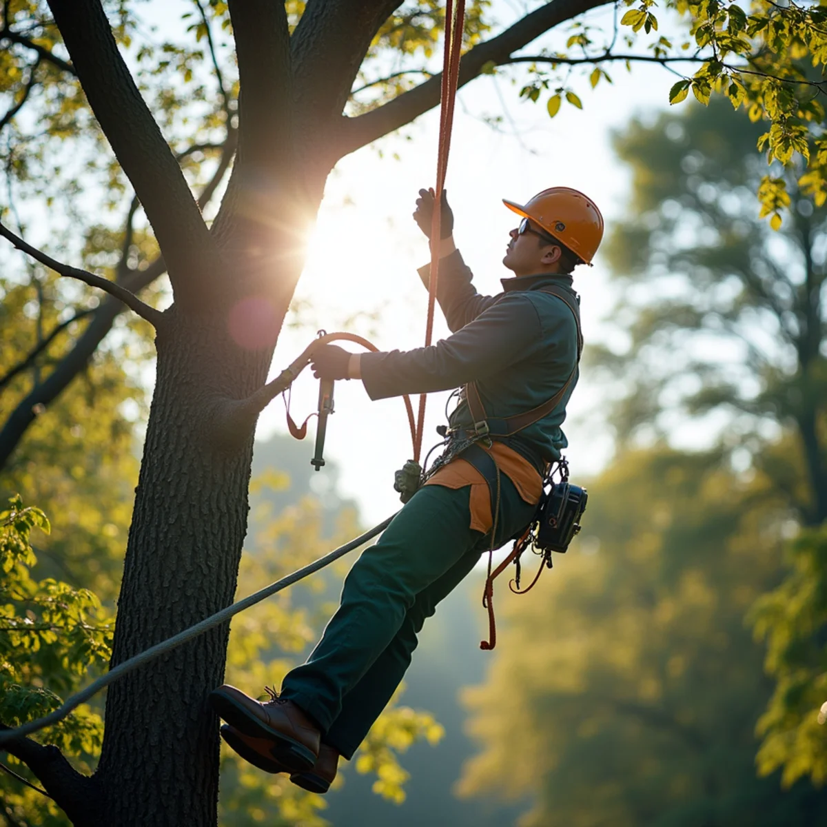 Precision technical rope rigging and lowering for HOA & Property Management Tree Service