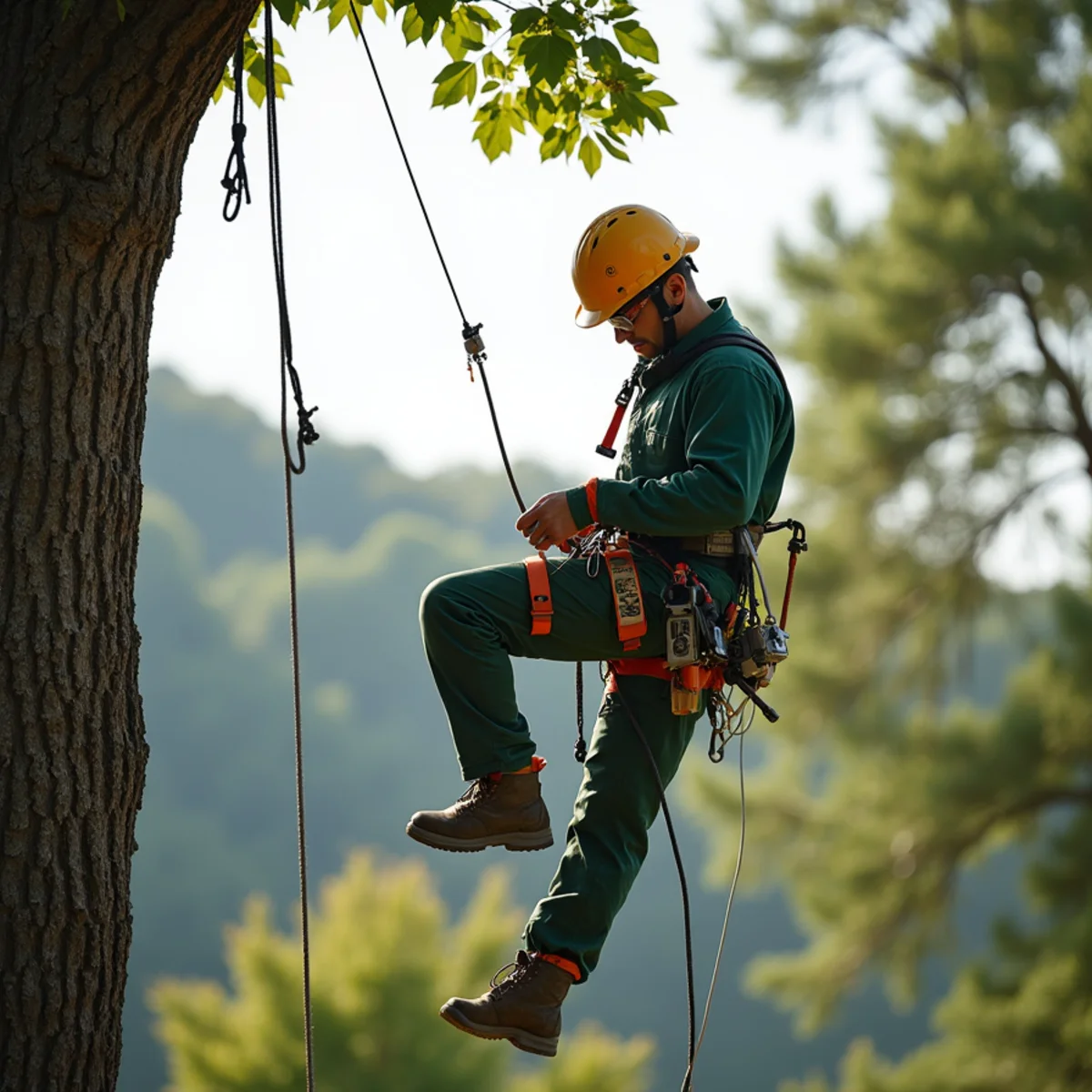 Precision technical rope rigging and lowering for Commercial Tree Service