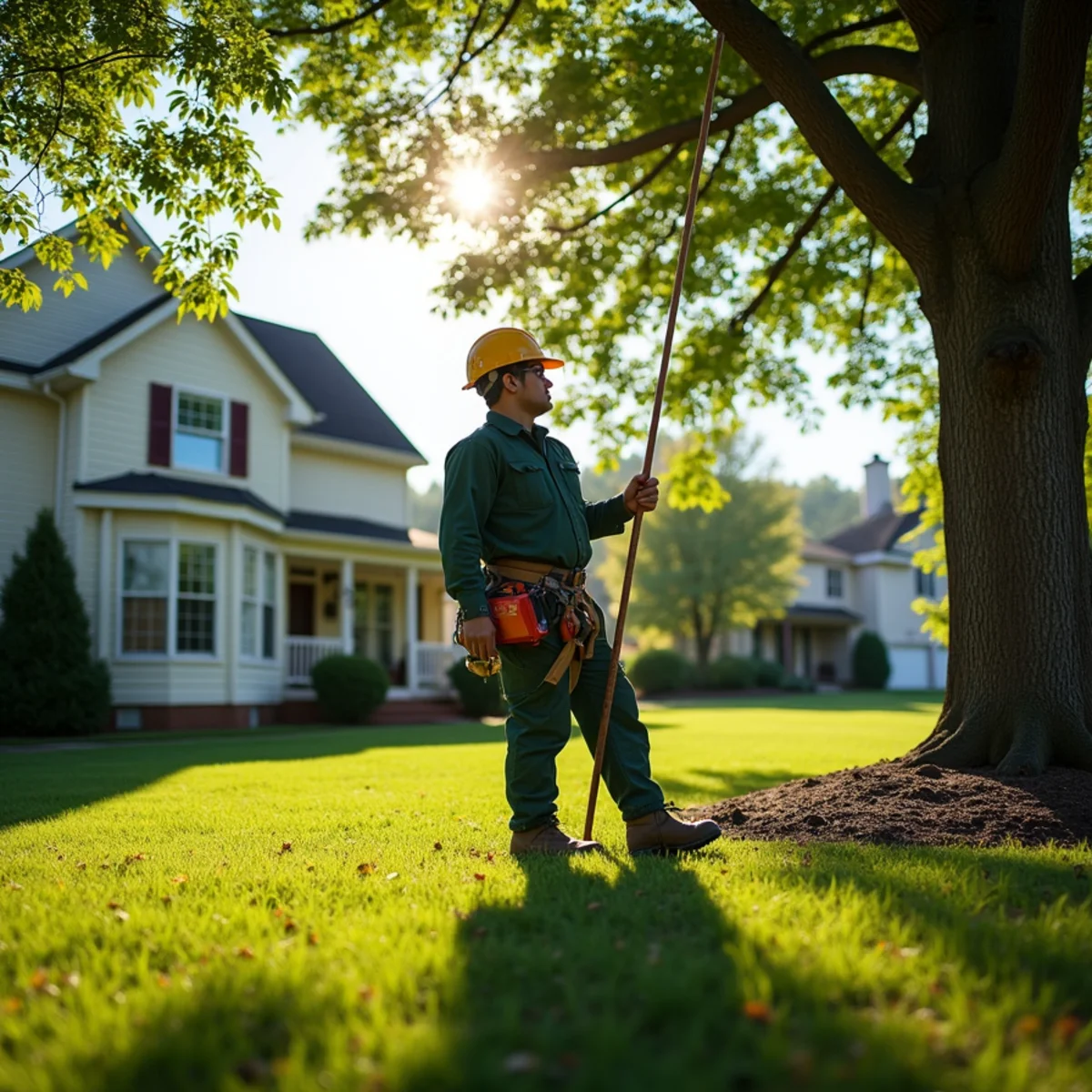 Mature shade tree canopy on residential property in Bessemer City, NC