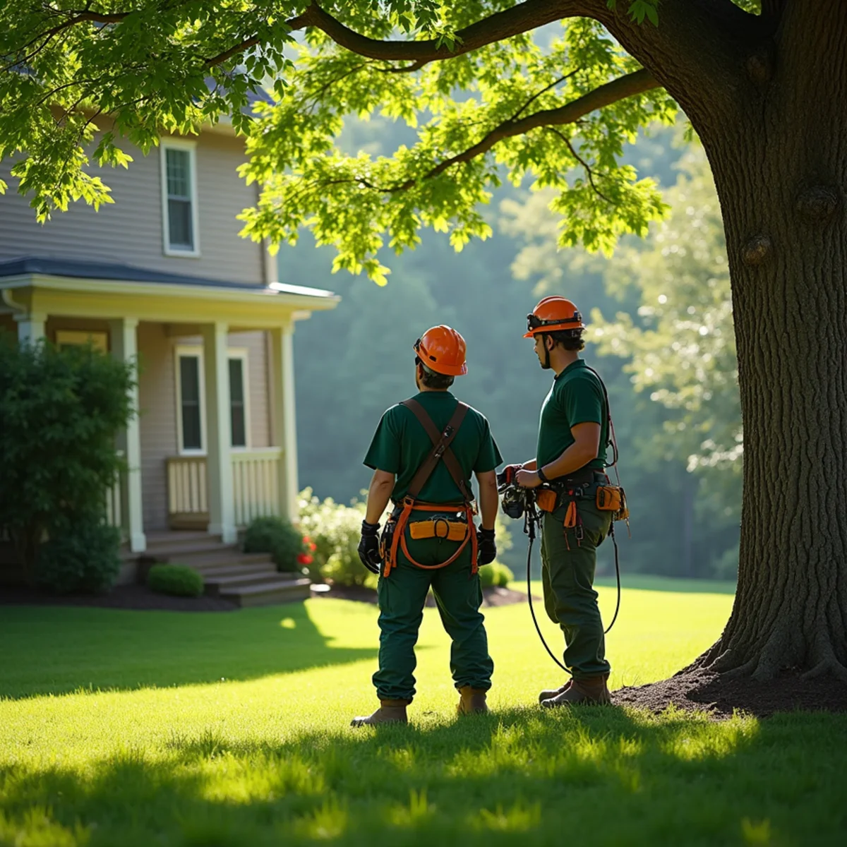 Mature shade tree canopy on residential property in Black Mountain, NC