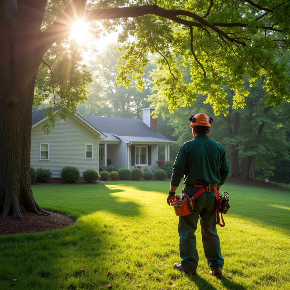Mature shade tree canopy on residential property in Burke County, NC