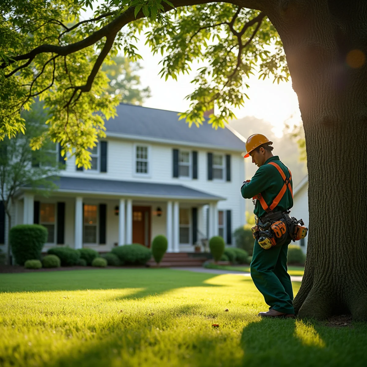 Mature shade tree canopy on residential property in Drexel, NC