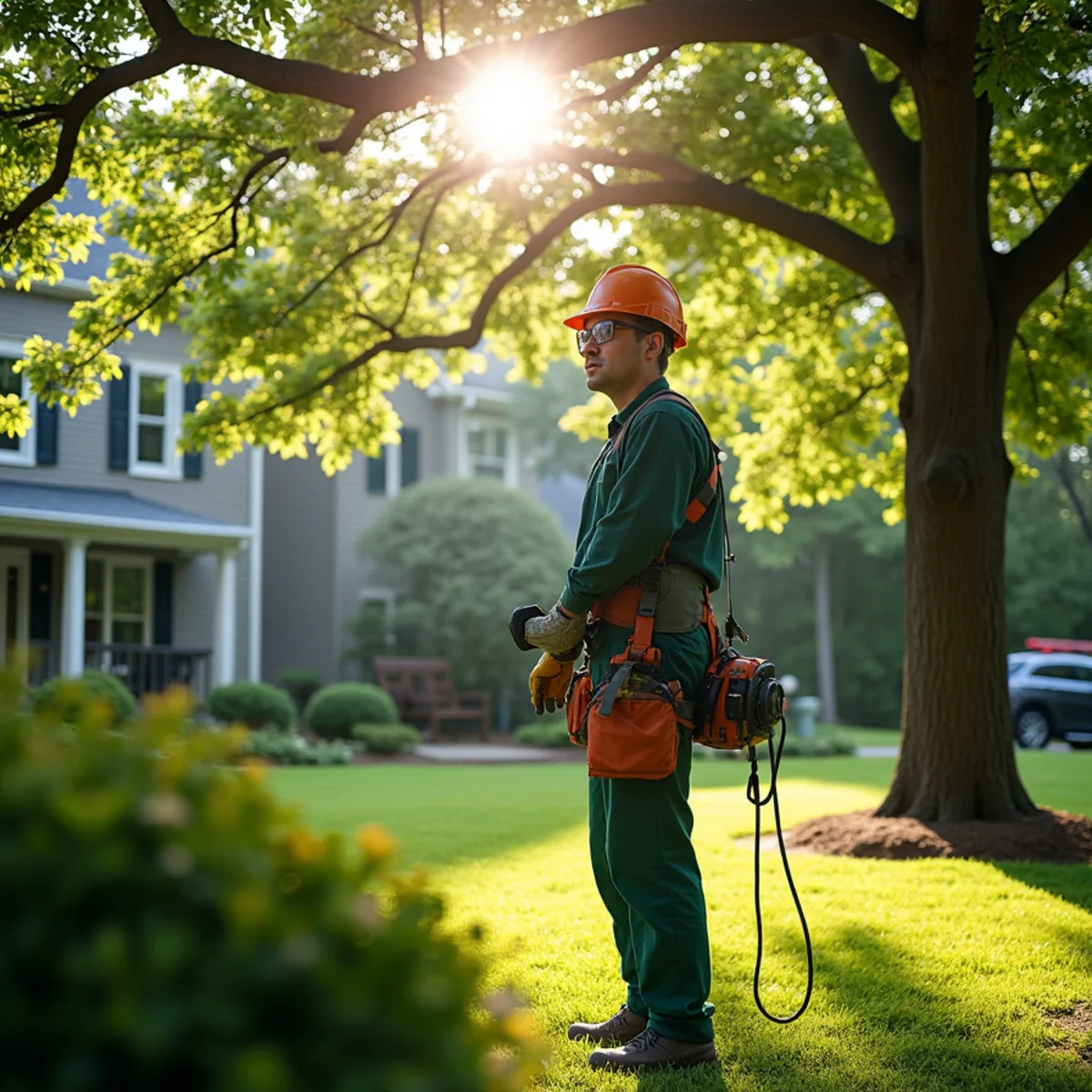 Mature shade tree canopy on residential property in East Flat Rock, NC