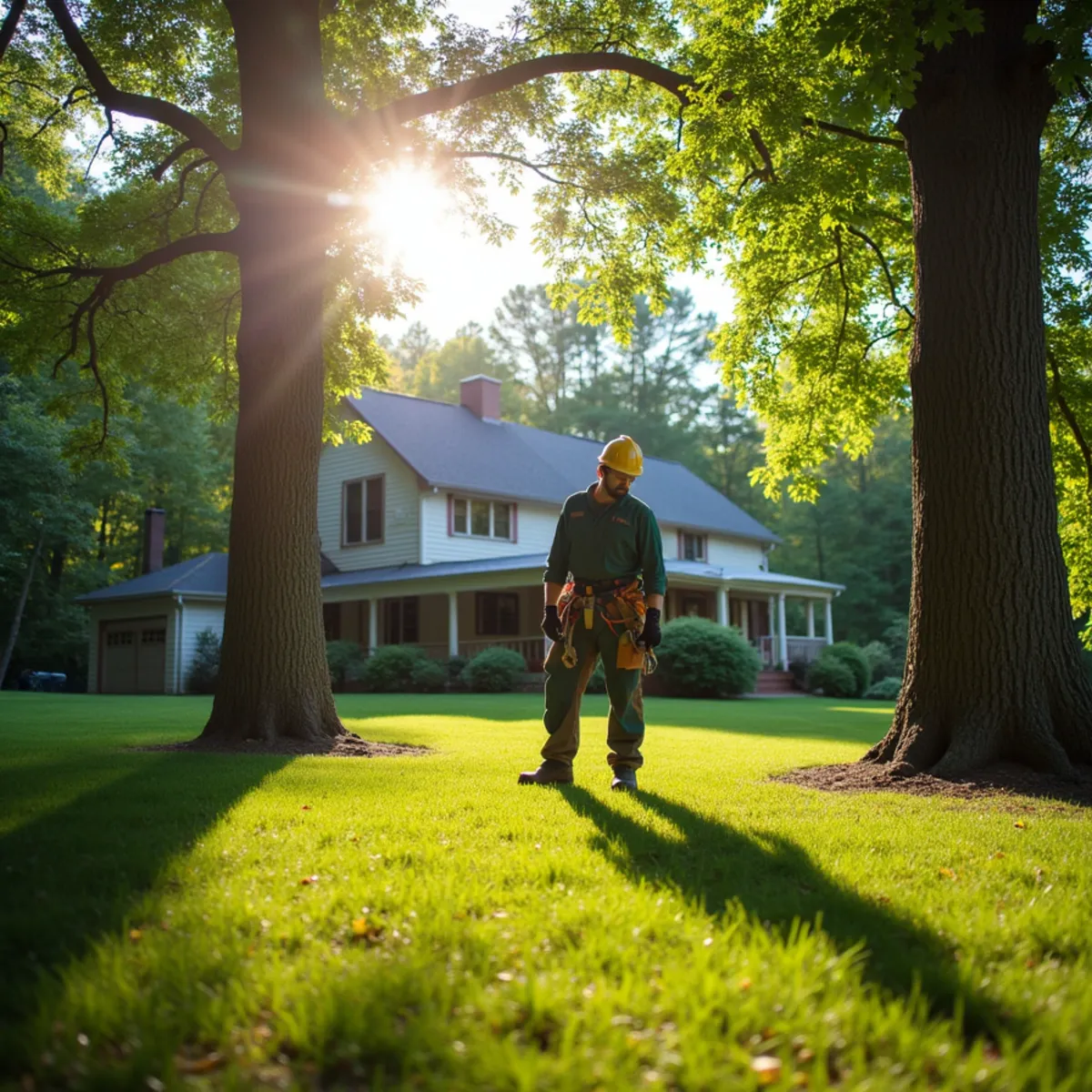 Mature shade tree canopy on residential property in Glen Alpine, NC