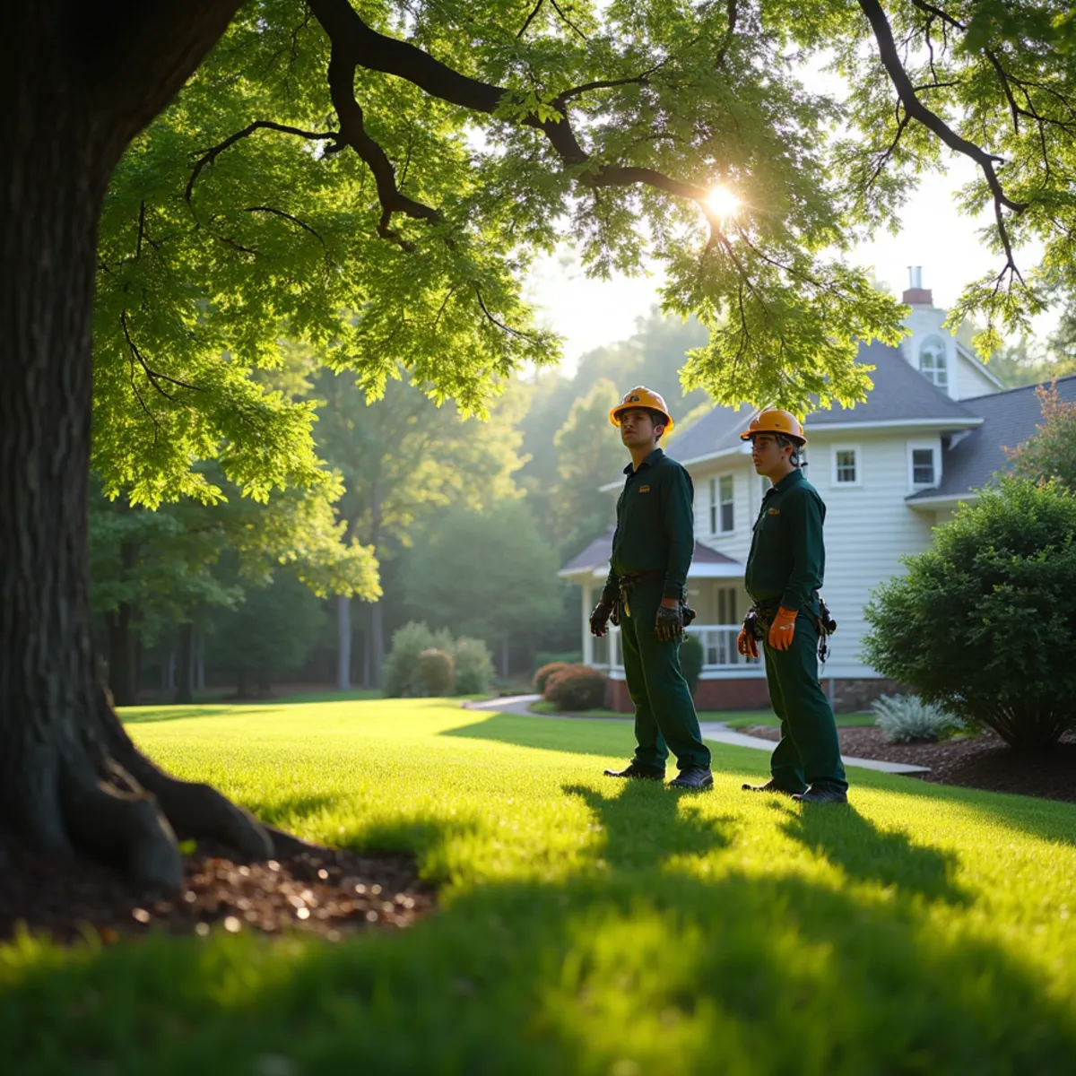 Mature shade tree canopy on residential property in Nebo, NC