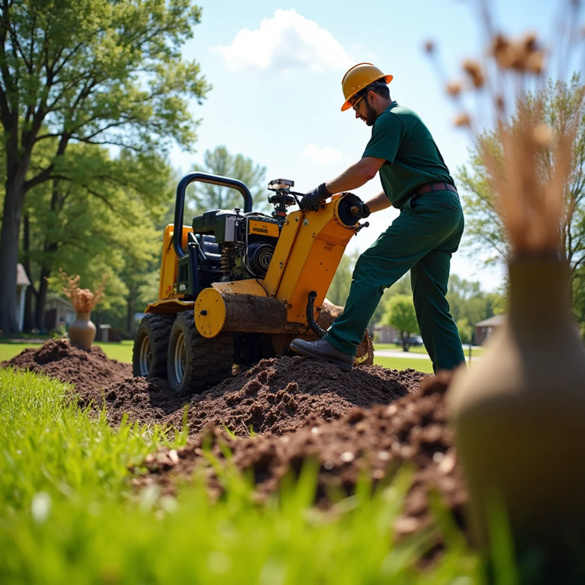 Commercial stump grinding and yard restoration in Salem, NC