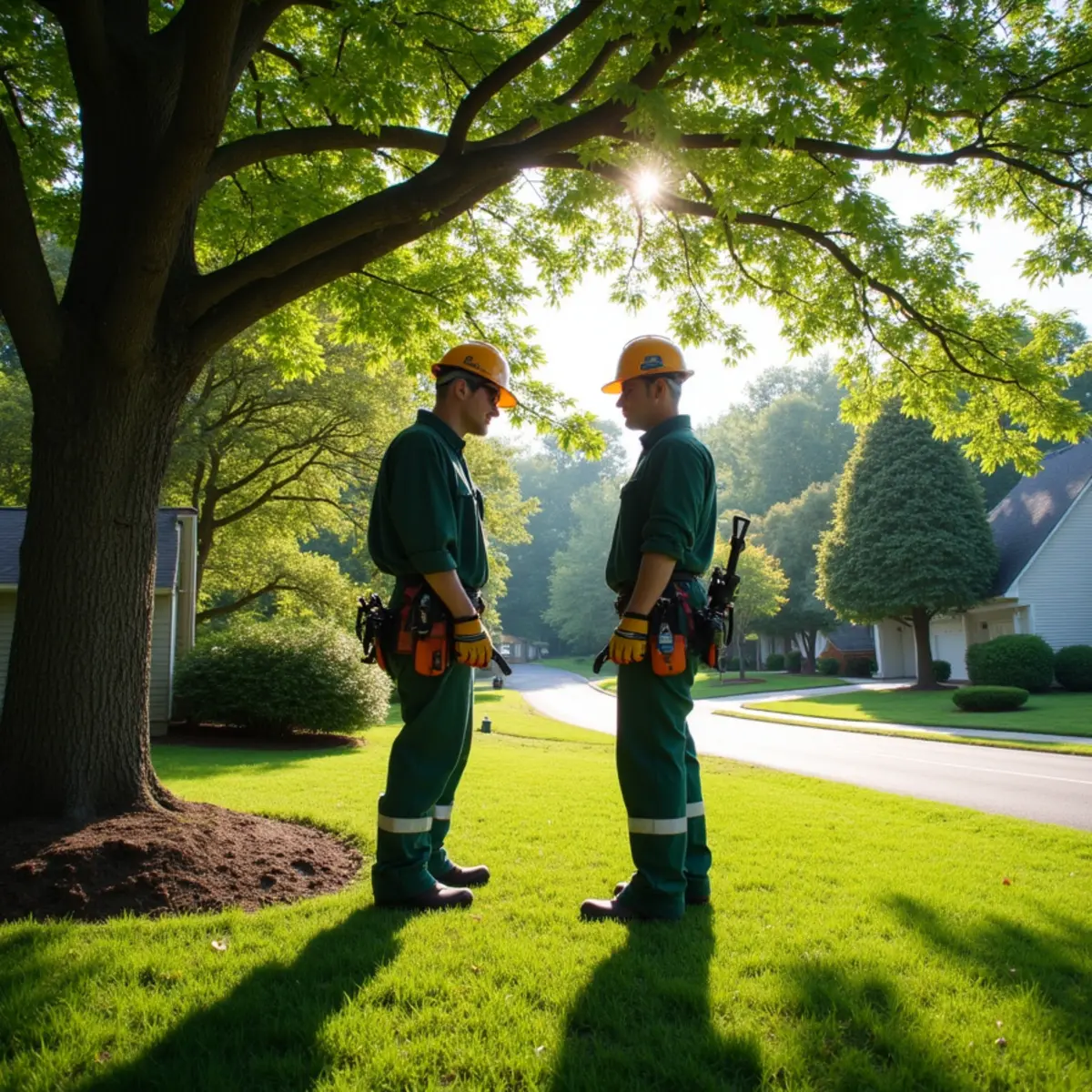 Mature shade tree canopy on residential property in Taylorsville, NC