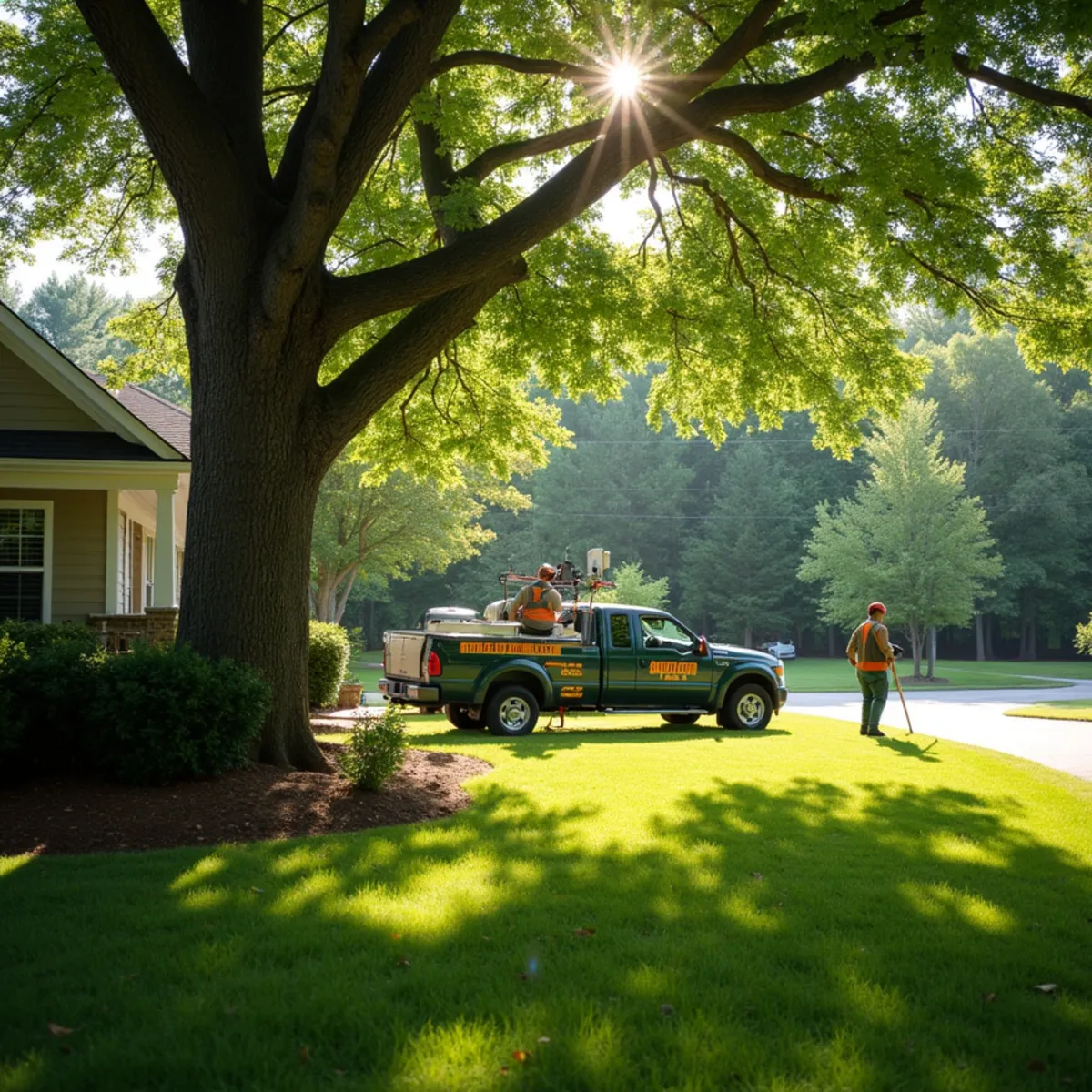 Mature shade tree canopy on residential property in Troutman, NC