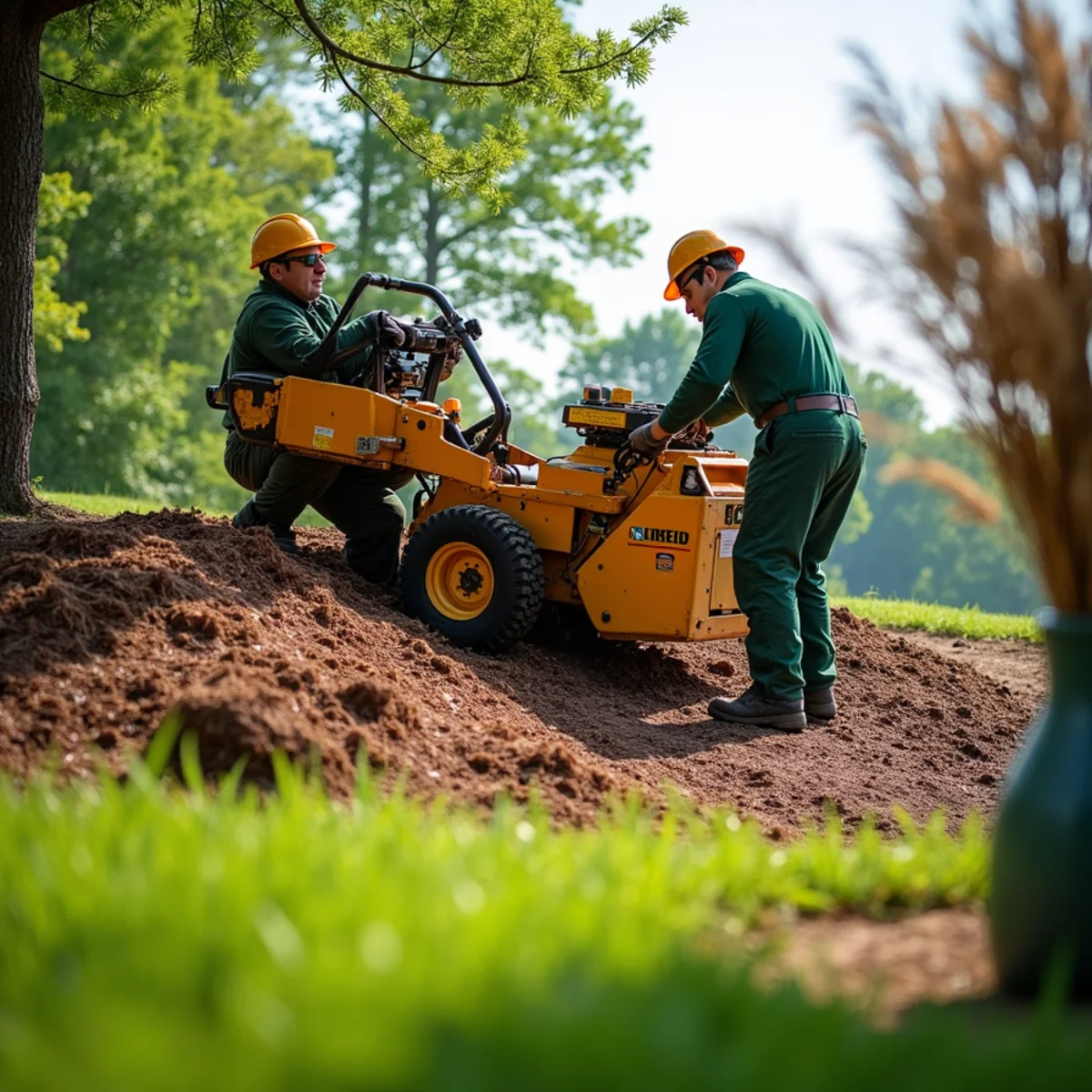 Commercial stump grinding and yard restoration in Valdese, NC