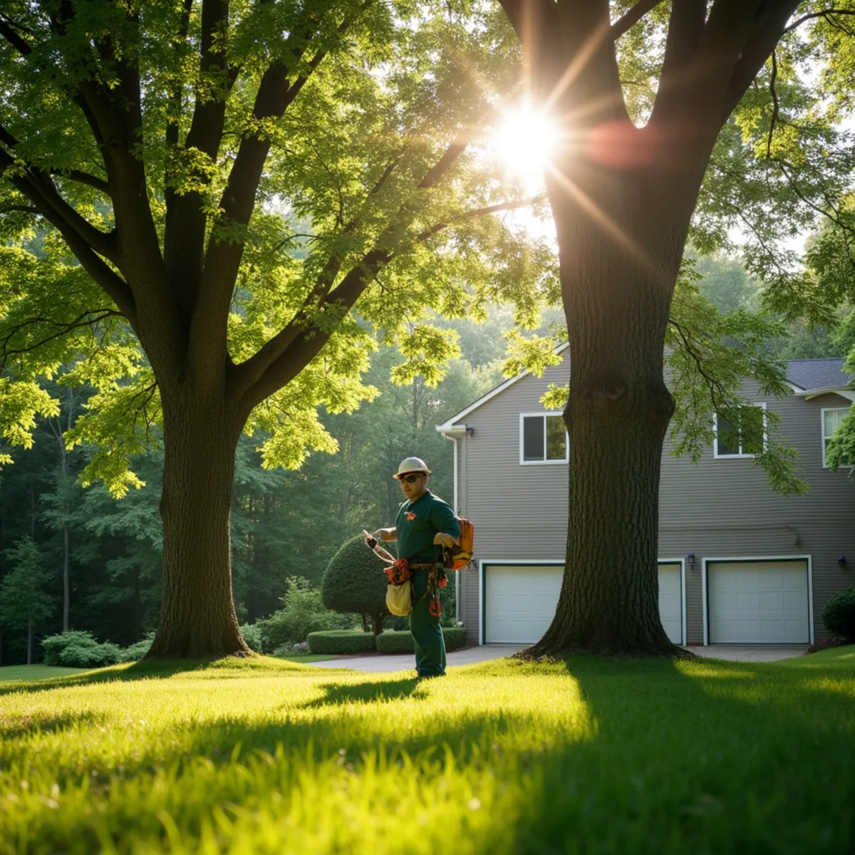 Mature shade tree canopy on residential property in Westport, NC