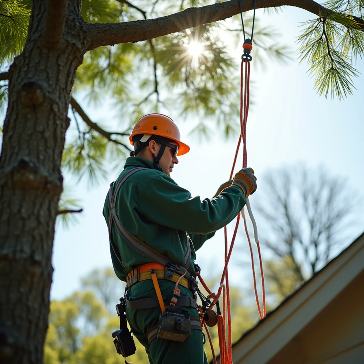 Precision technical rope rigging and lowering for Tree Disease & Insect Treatment