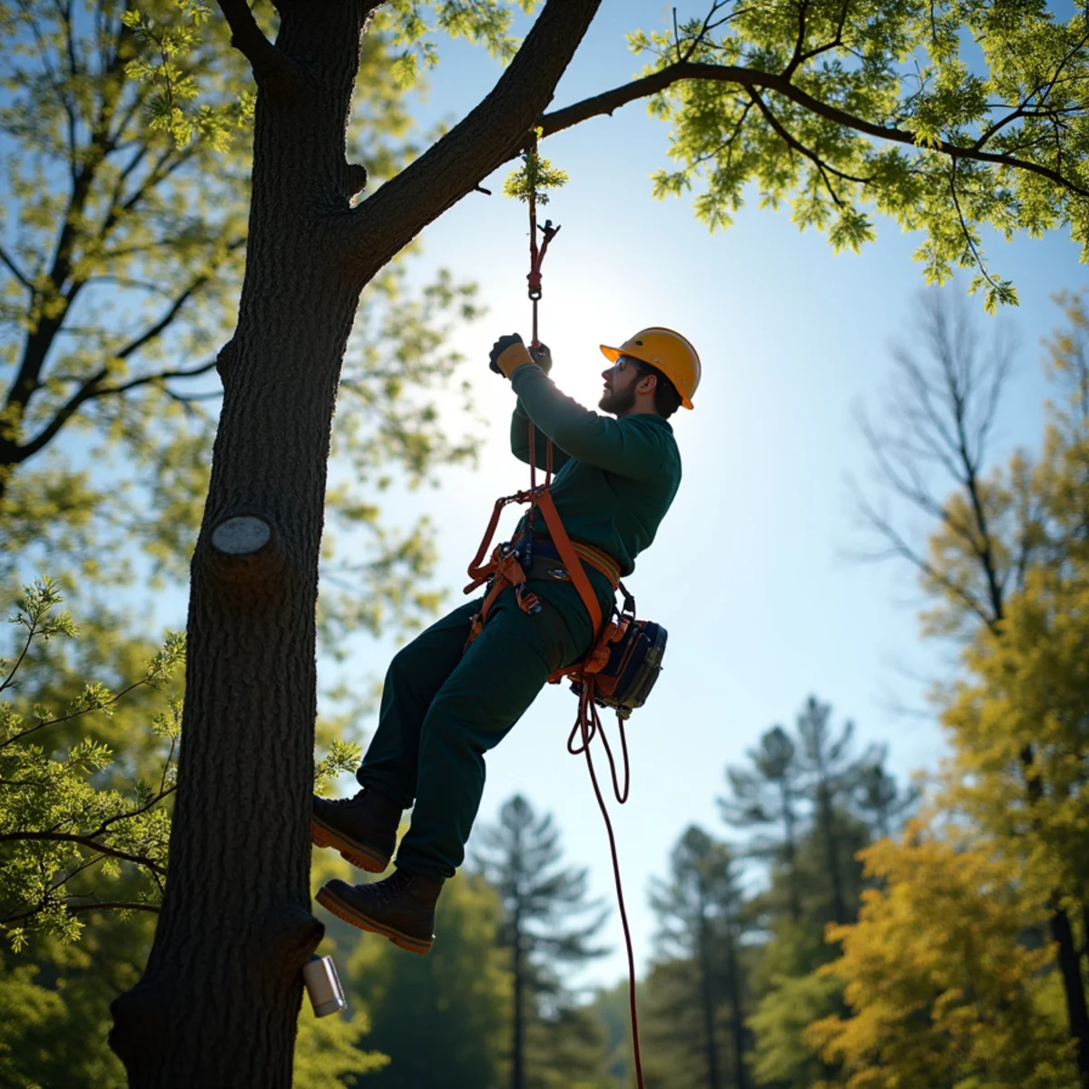 Precision technical rope rigging and lowering for Tree Pruning