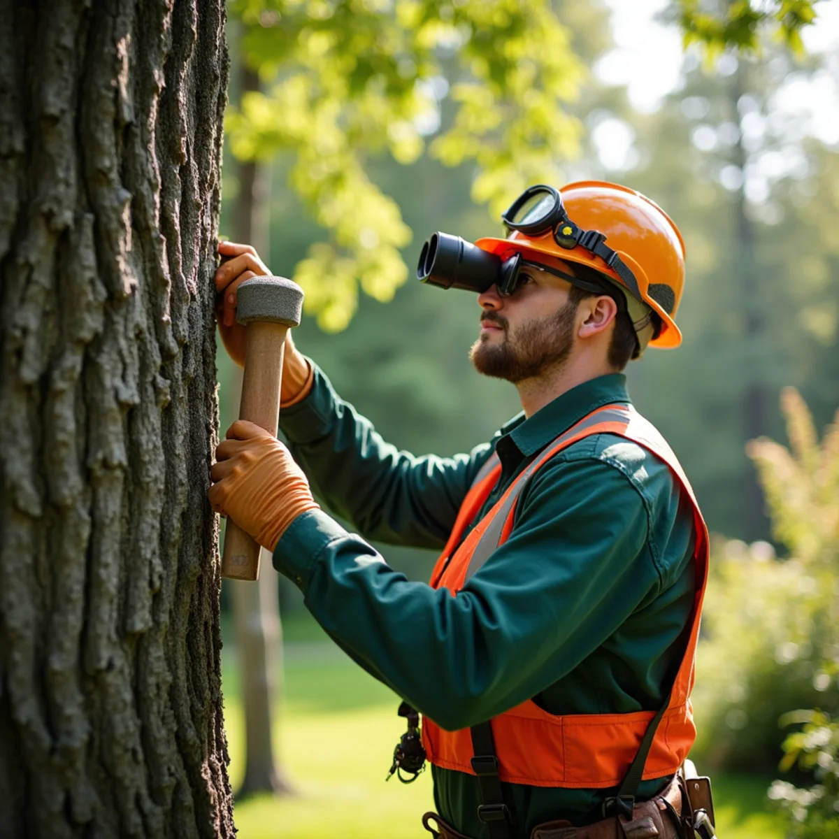 Arborist conducting structural diagnostic assessment for Large Tree Removal in Morganton