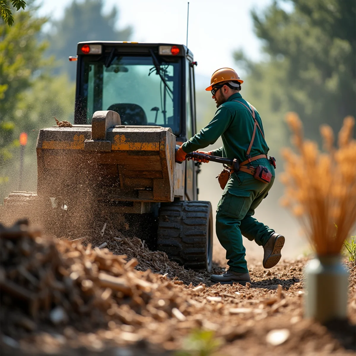 Professional commercial equipment in action for Large Tree Removal