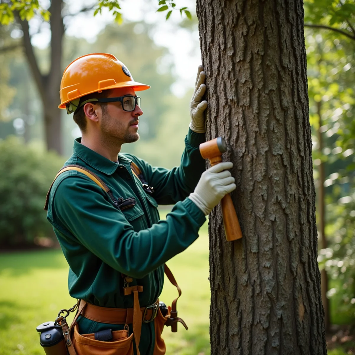 Arborist conducting structural diagnostic assessment for Hedge & Shrub Trimming in Morganton